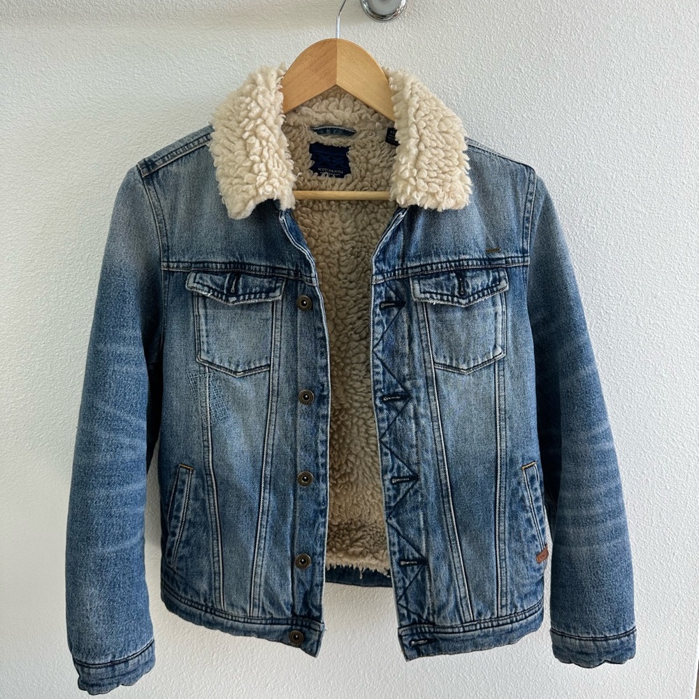 Scotch & Soda Denim Jacket with Cream Sherpa Lining
